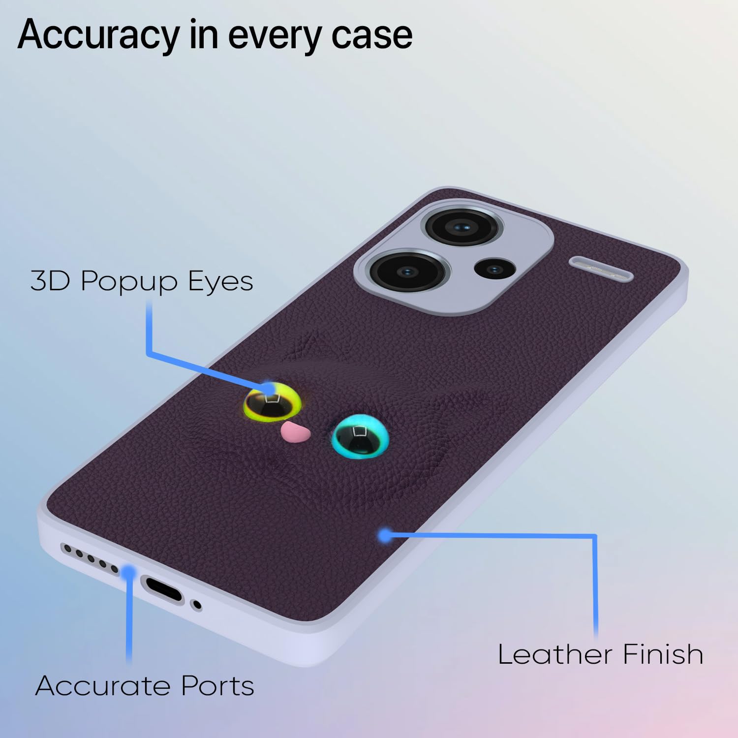 Pikkme Redmi Note 13 Pro Plus 5G Kitty Back Cover (Purple)