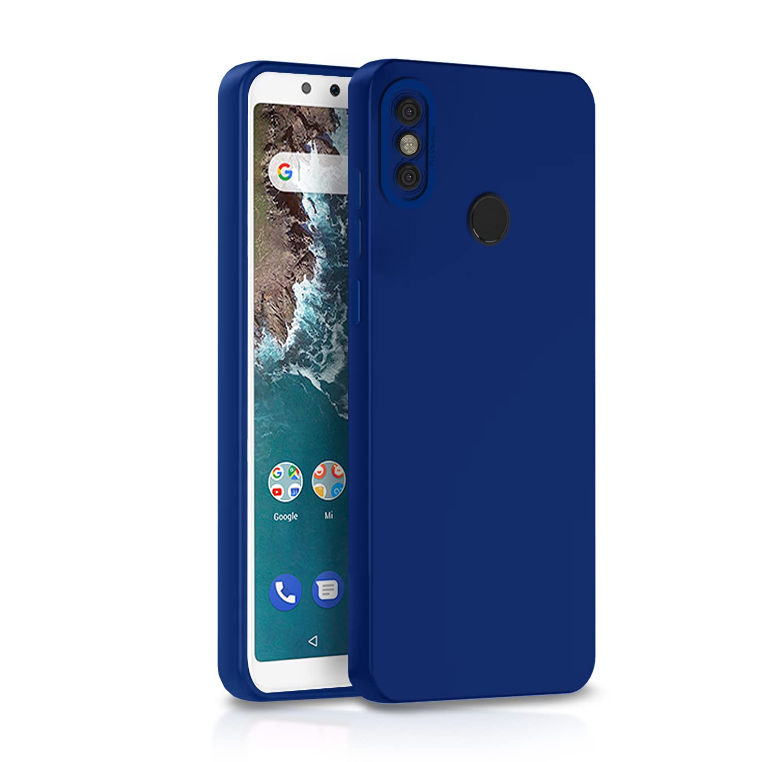 Mi A2 Liquid Silicone Back Cover-Blue