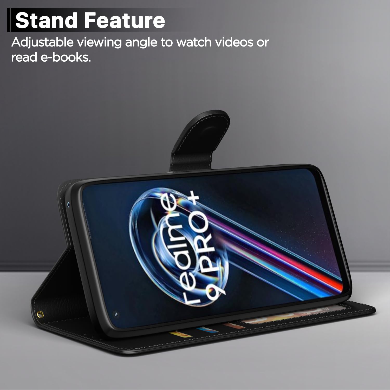 Realme 9 Pro Plus 5G Wallet flip cover in black by Pikkme – photo 3