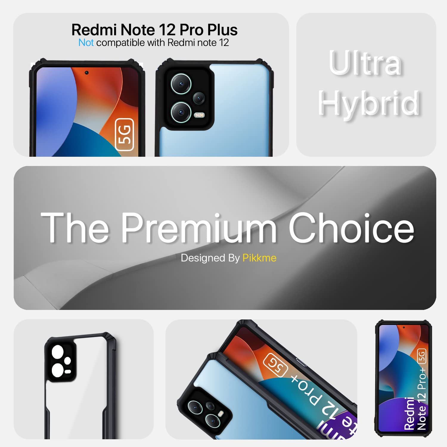 Black Hybrid back cover for Redmi Note 12 Pro Plus 5G – Pikkme – photo 2