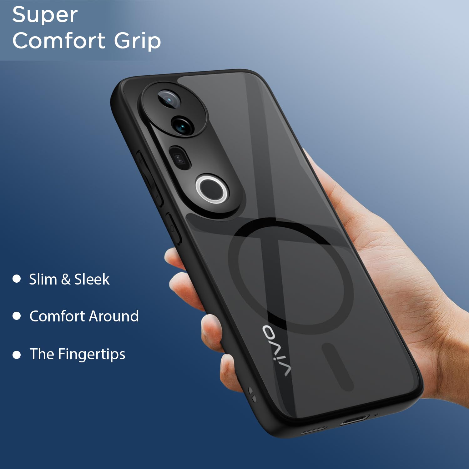 Pikkme Vivo T4 Ultra 5G Eagle 2 Mag-Safe Shockproof Hard Transparent Back Cover (Black)