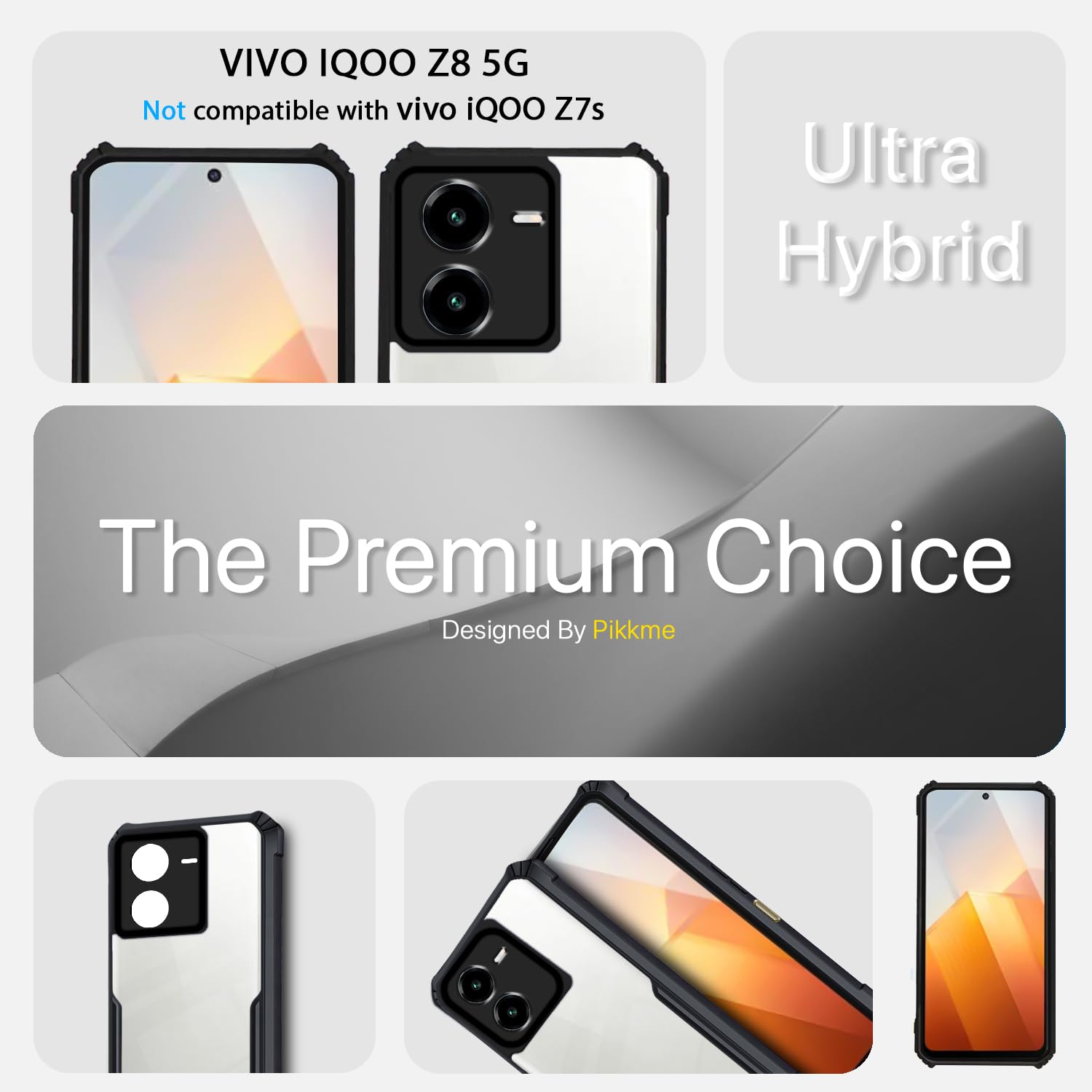 Black Hybrid mobile back cover for iQOO Z8 5G – Pikkme – photo 2