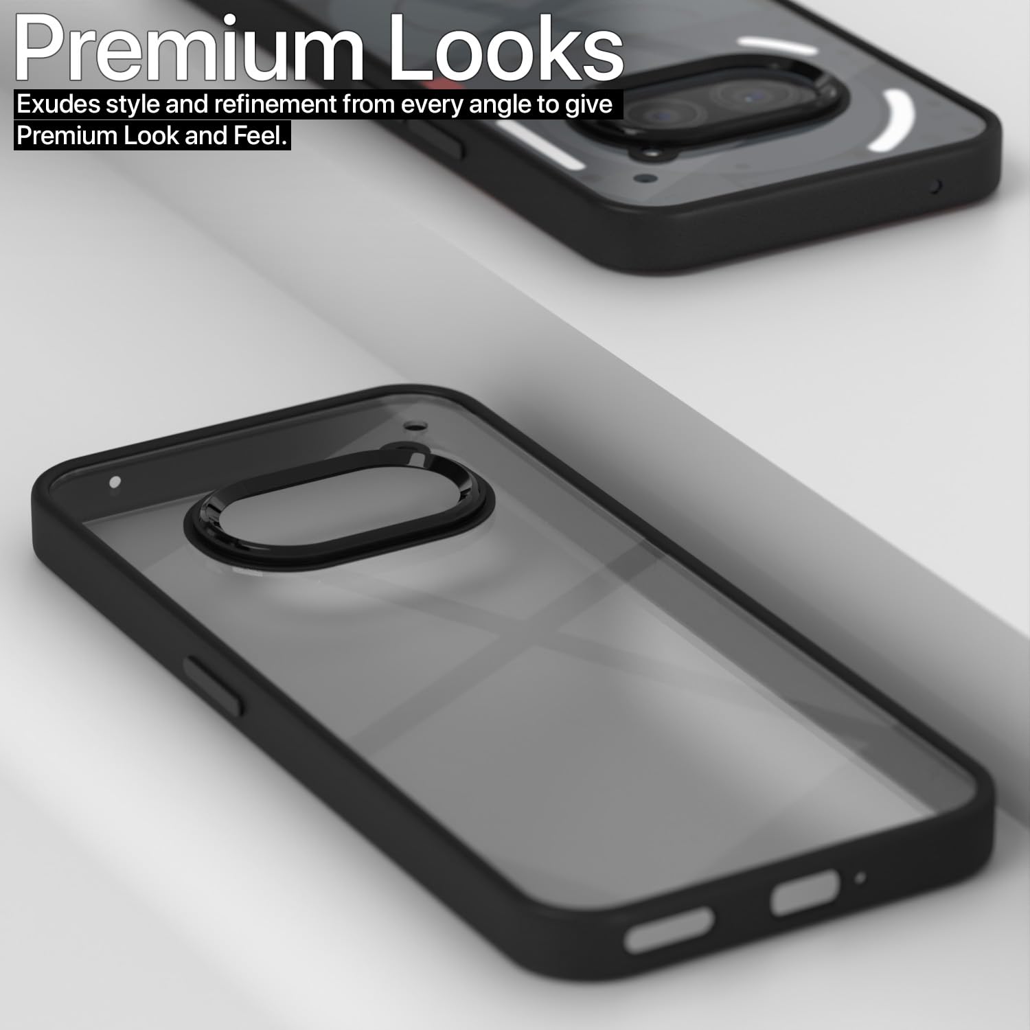 Pikkme Nothing Phone 2A / Nothing Phone 2A Plus Chrome Metal Ring Back Cover (Black)