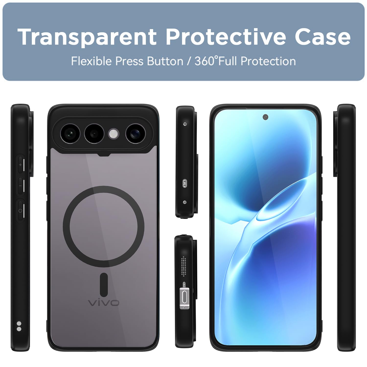 Vivo X300 FE 5G MagSafe back cover in black mag-safe by Pikkme – photo 2