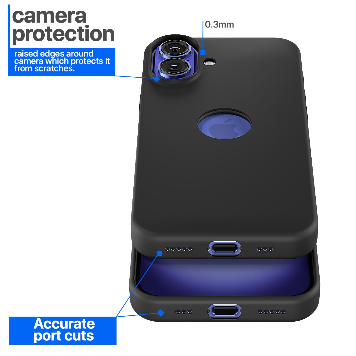 Pikkme iPhone 16 Super Soft Silicone Back Cover (Black)