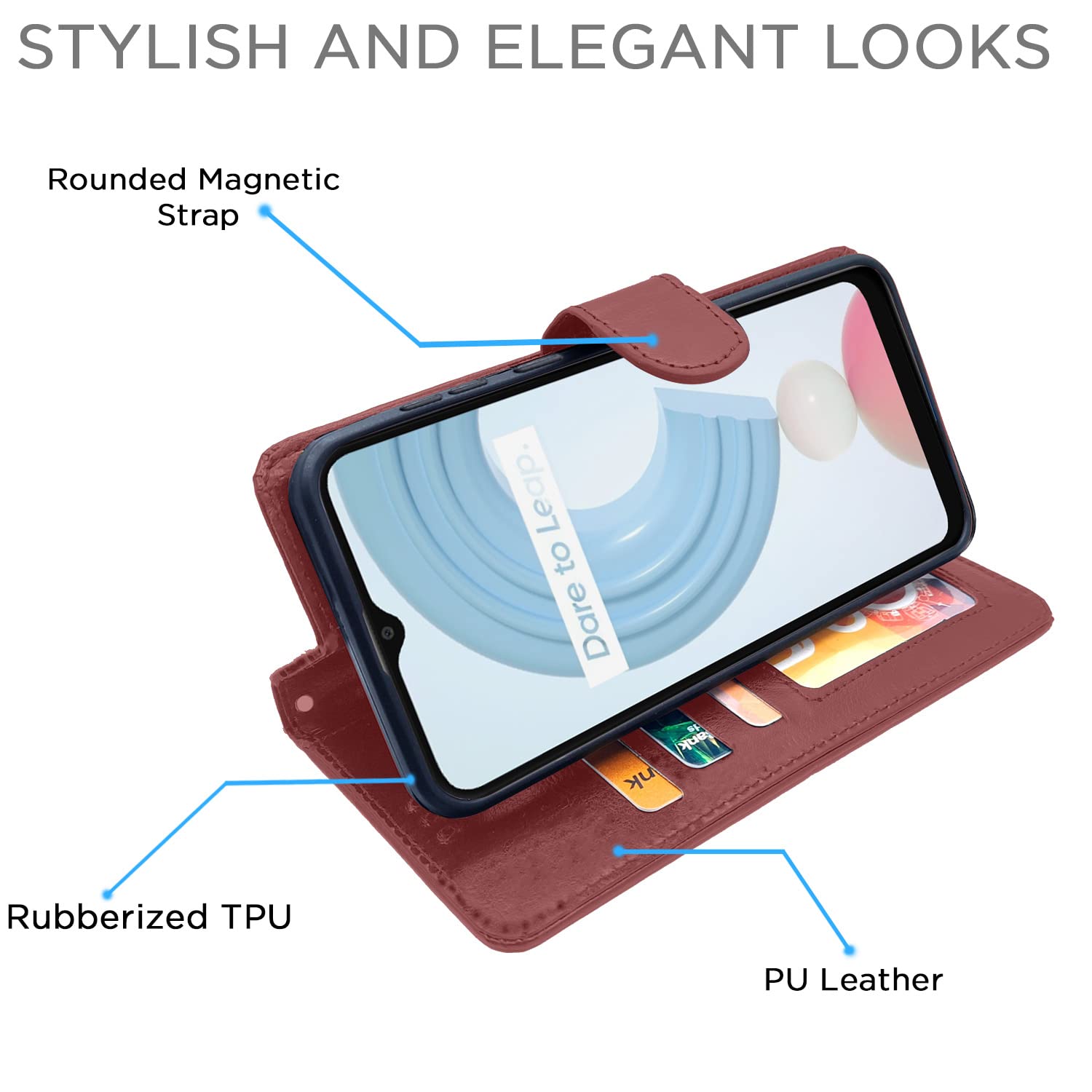 Pikkme Realme C21Y Vintage Flip Cover | Brown