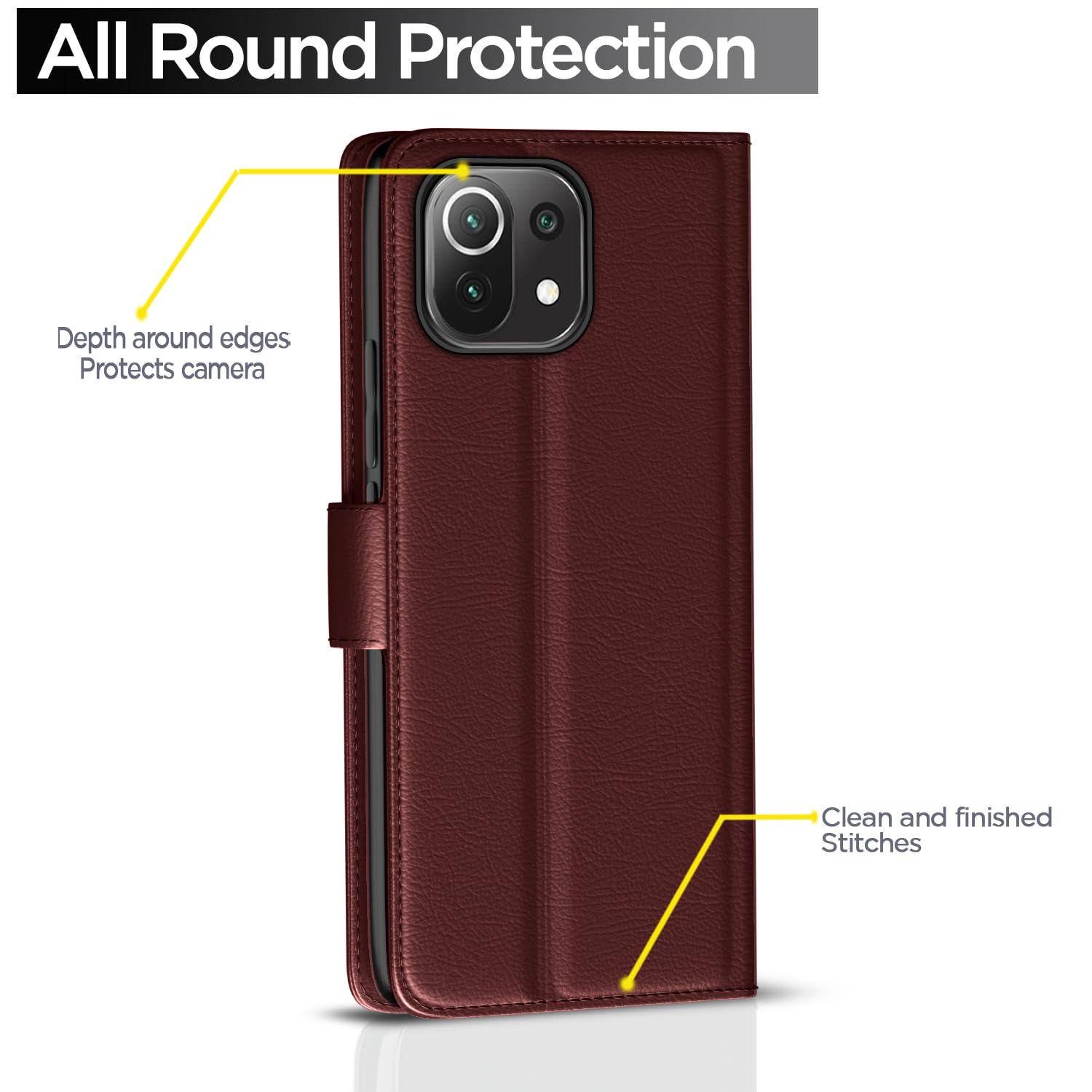 Brown flip cover for Mi 11 Lite – Pikkme – photo 4