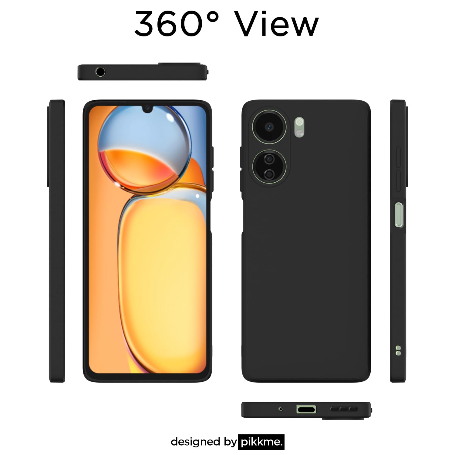 Pikkme Redmi 13C 4G Liquid Silicone Back Cover (Black)