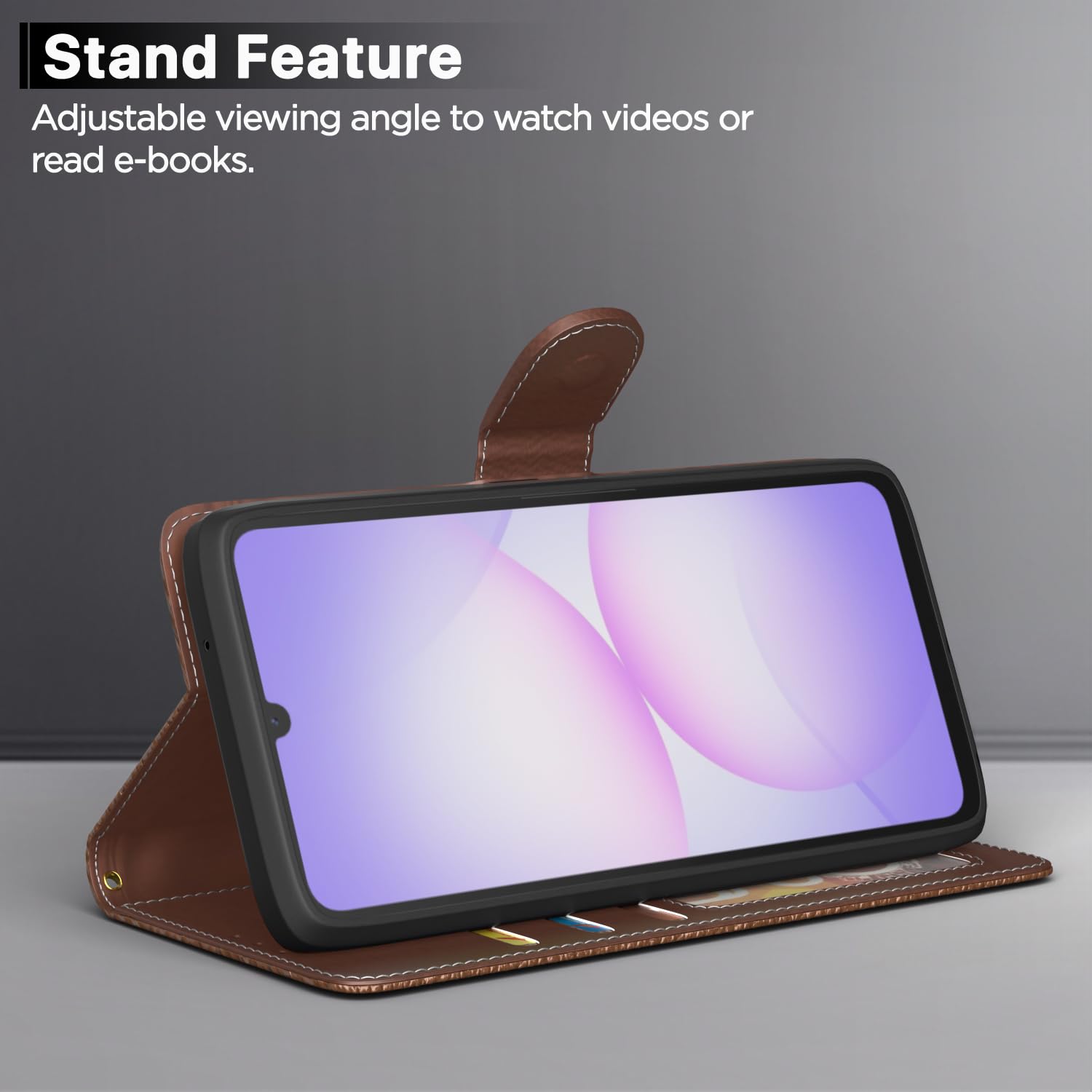 Tan Wallet mobile flip cover for Samsung F70e 5G/M07/M17e/F07/A07/A07 5G – Pikkme – photo 3