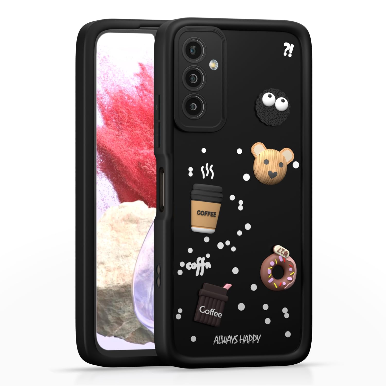 Pikkme Samsung Galaxy F23 5G Cute Fun Cartoon 3D Bear Silicone Back Cover - Black