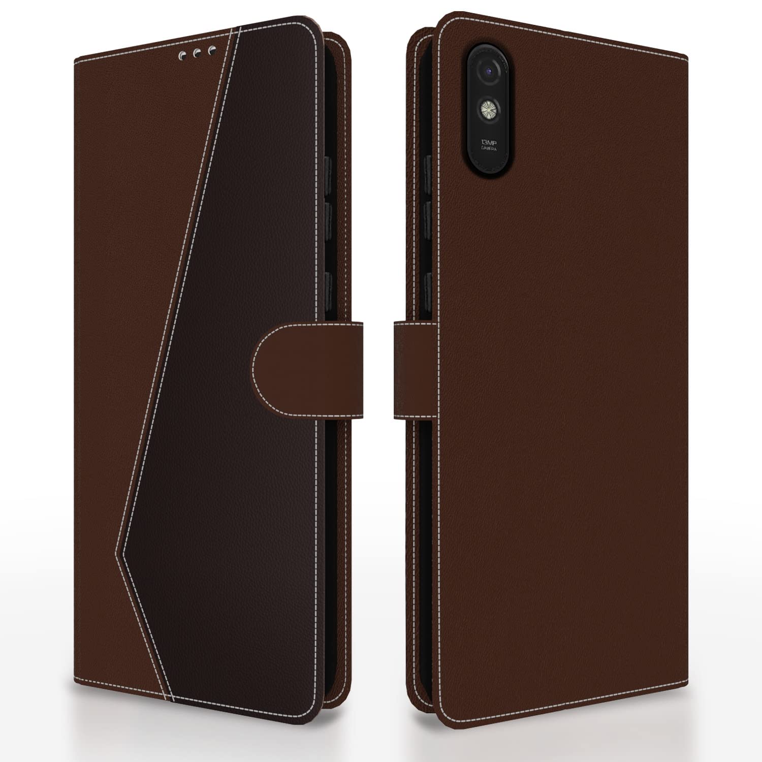 Redmi 9A/9i/9A Sport Magnetic flip cover in brown & coffee by Pikkme