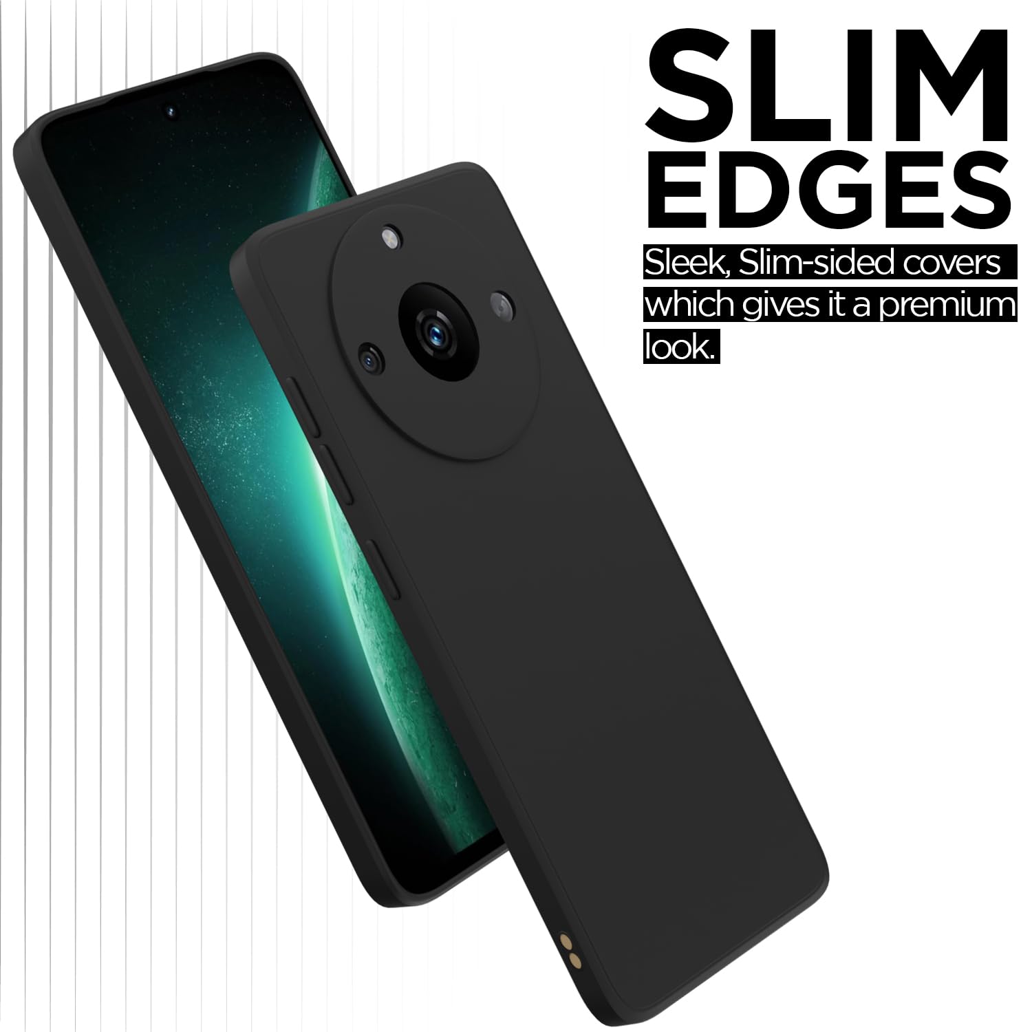 Pikkme Realme Narzo 60 5G Liquid Silicone Back Cover (Black)