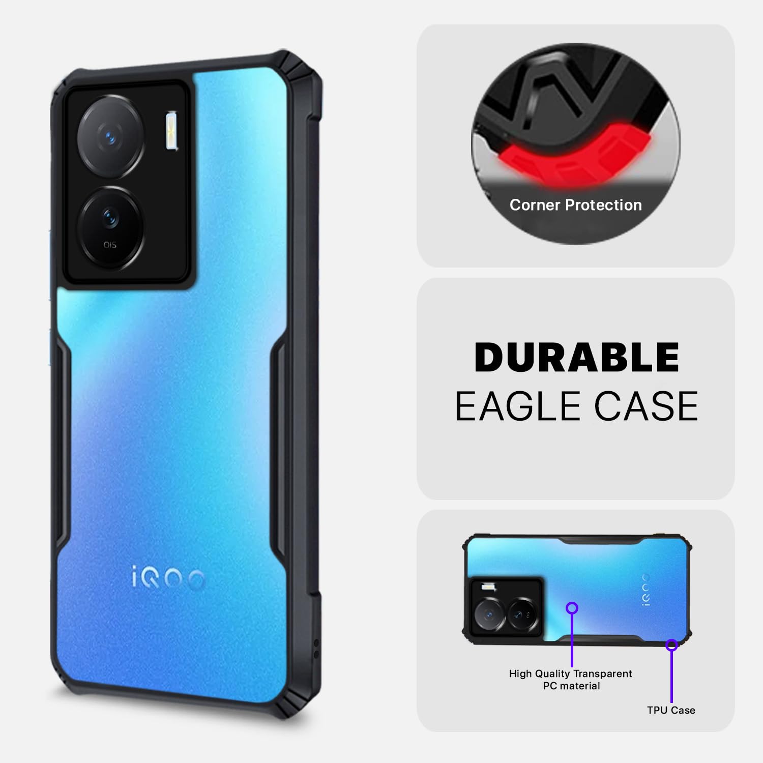 Pikkme iQOO Z7 5G / iQOO Z7S 5G Eagle Back Cover (Black)