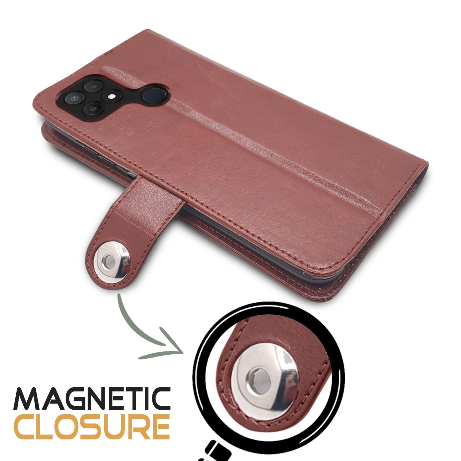 Pikkme Oppo A15/A15s brown wallet flip cover – photo 4