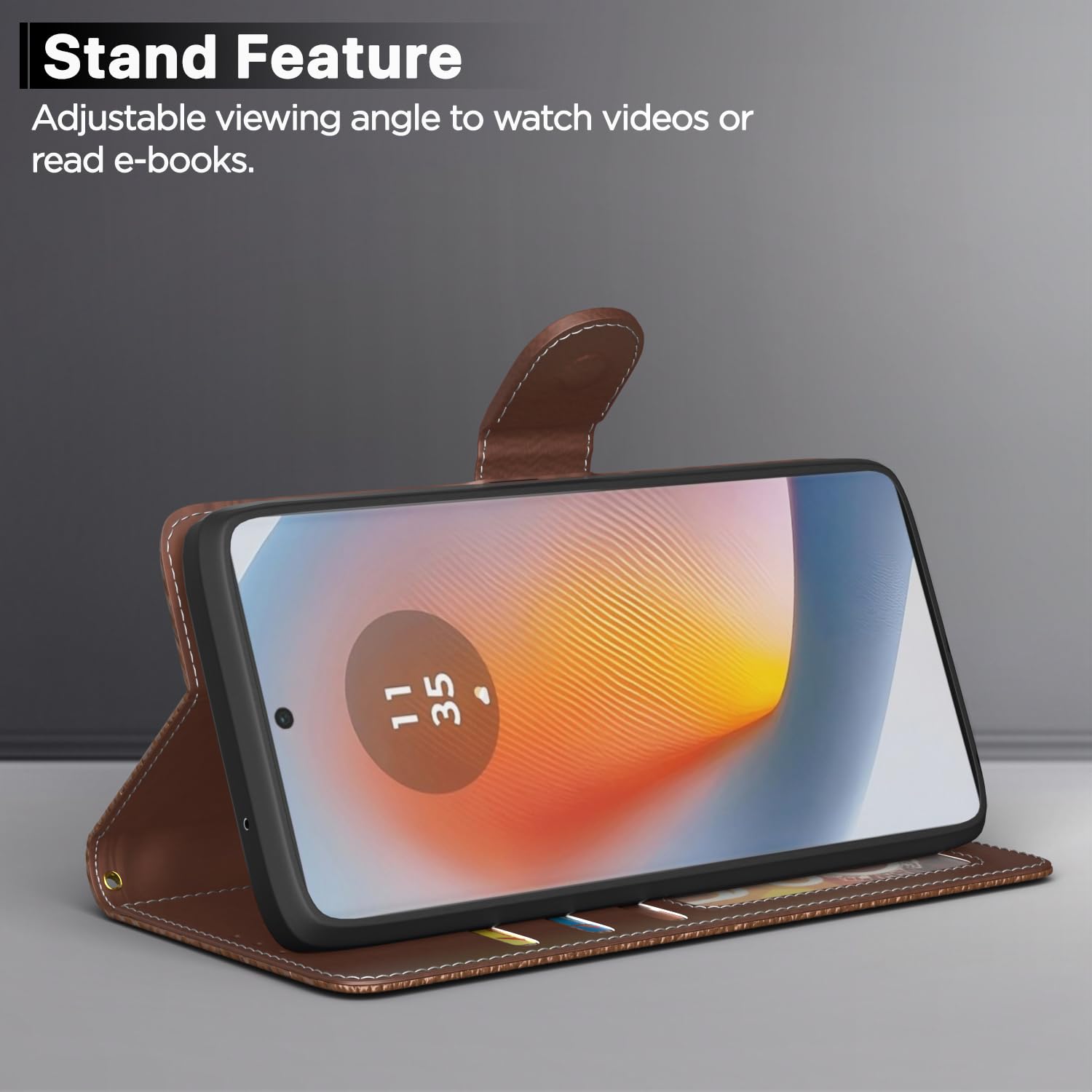 Moto Edge 50 Fusion/G96 5G wallet flip cover in tan by Pikkme – photo 3
