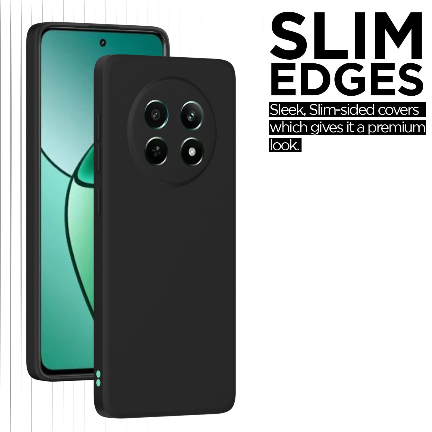 Pikkme Realme 12 5G Liquid Silicone Back Cover (Black)