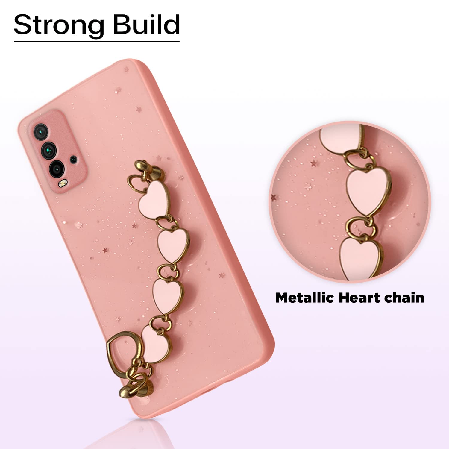 Pikkme Mi Redmi 9 Power Chain Back Coverr (Pink)