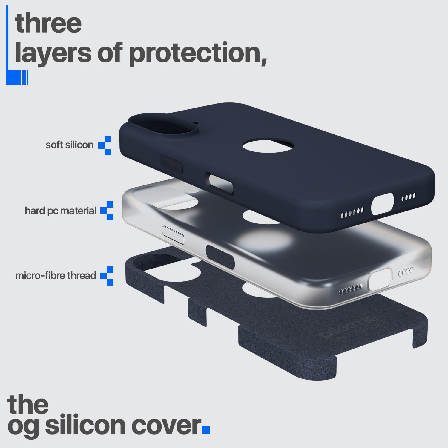 Pikkme iPhone 16 Plus Super Soft Silicone Back Cover (Dark Blue)
