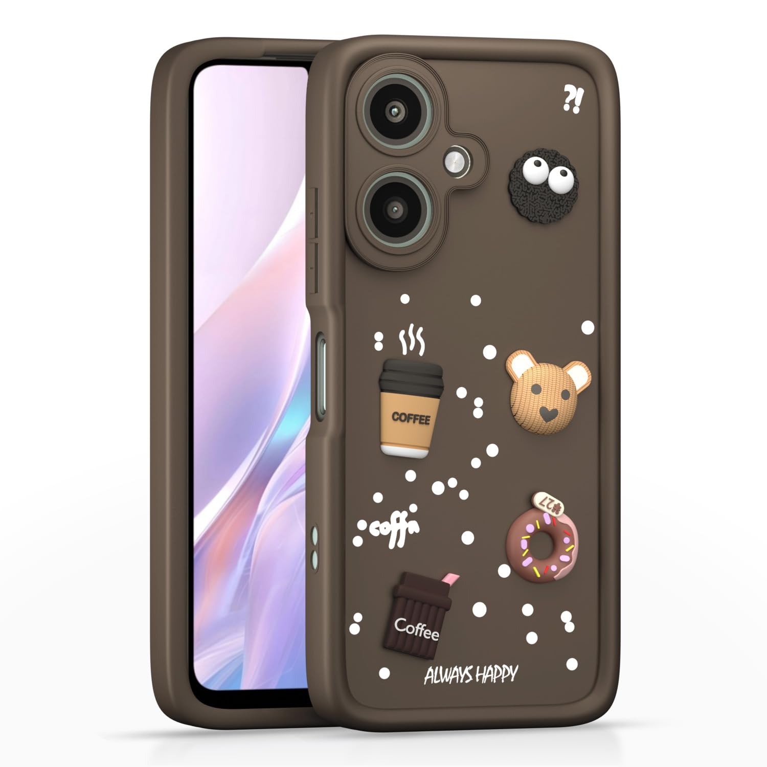 Redmi 13C 5G / Poco M6 5G Cute Fun Cartoon 3D Bear Silicone Full Body Protection cartoon Brown