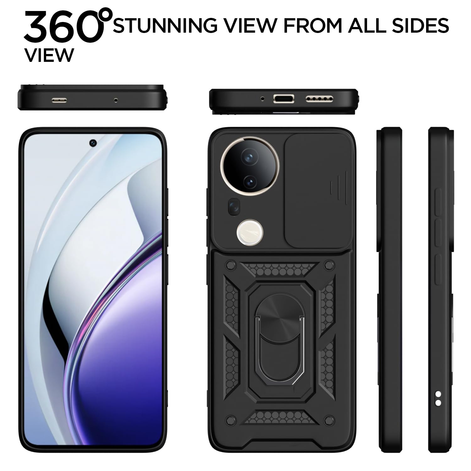 Pikkme Vivo T4 Ultra 5G D10 Tough Armor Back Cover (Black)