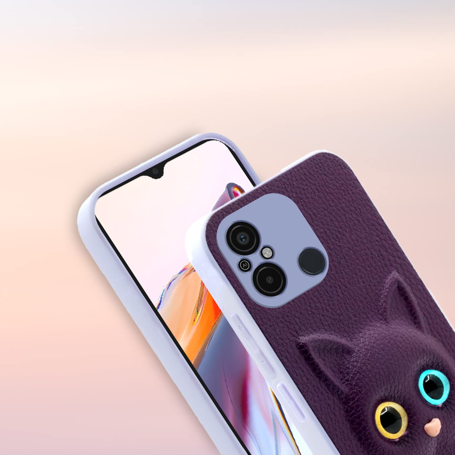 Redmi 12C/Poco C55 Cat mobile back cover in purple by Pikkme – photo 7