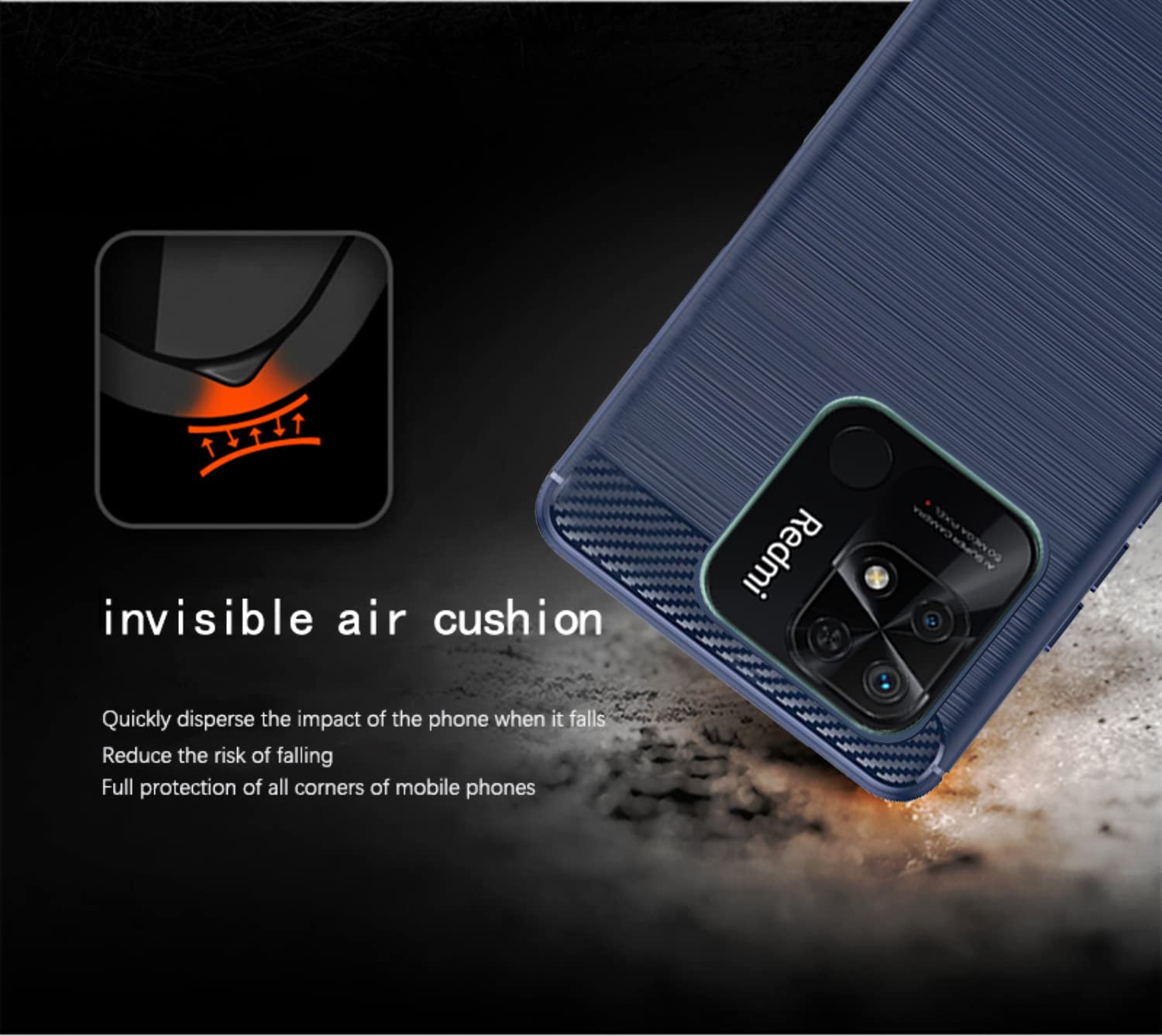 Pikkme Mi Redmi 10 / Redmi 10 Power Hybrid Carbon Fiber Back Cover | Blue