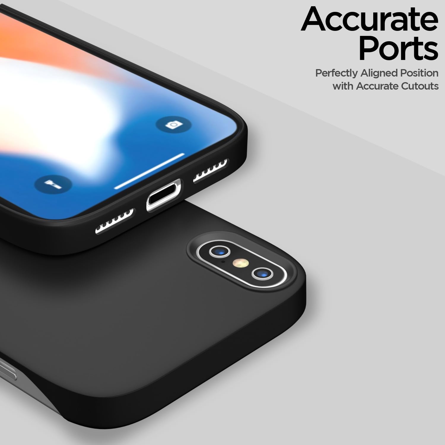 Pikkme iPhone X/Xs SideCut Soft Matte Silicone Back Cover (Black)