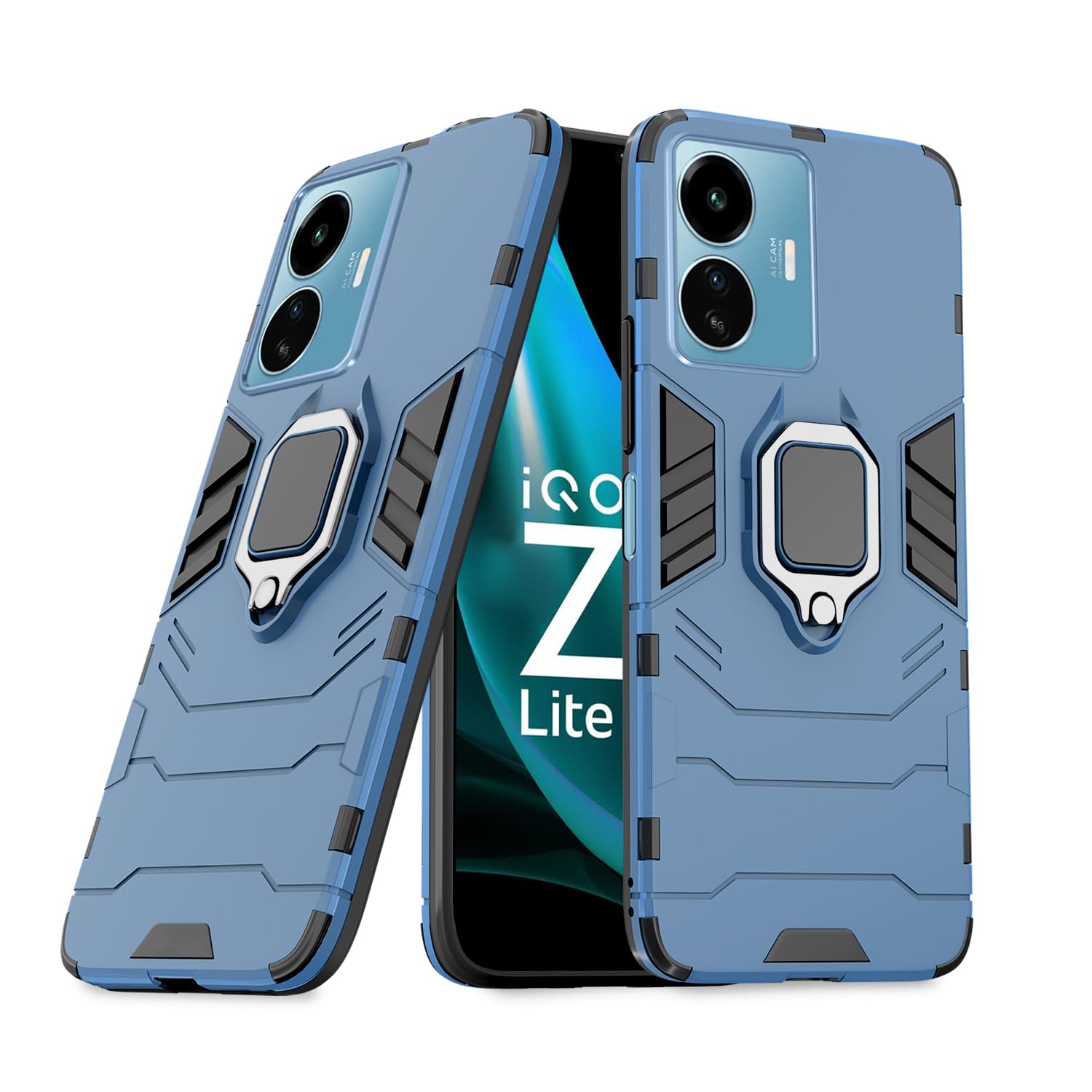 iQOO Z6 Lite 5G Tough Armor back cover in blue by Pikkme