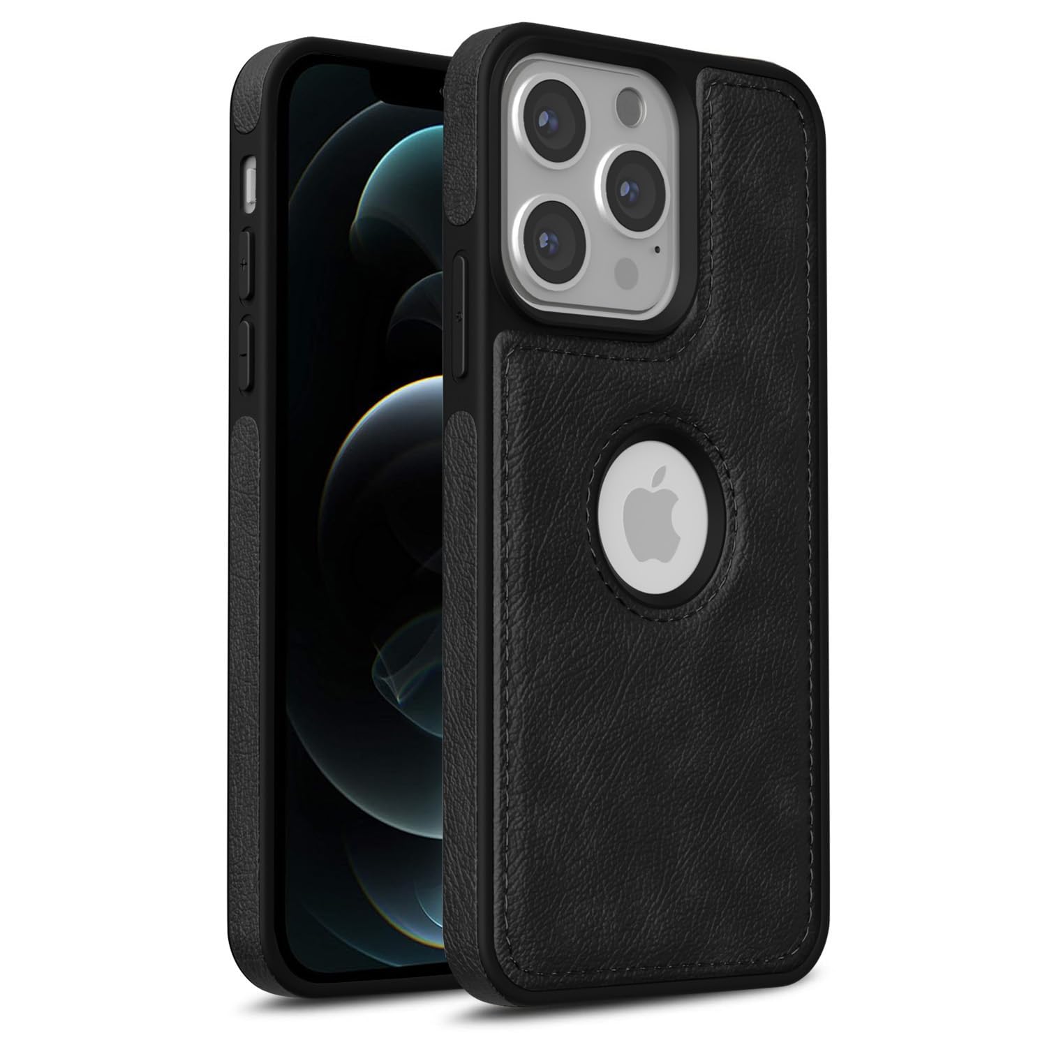 iPhone 12 Pro Max LeatherBack Back Cover – Black