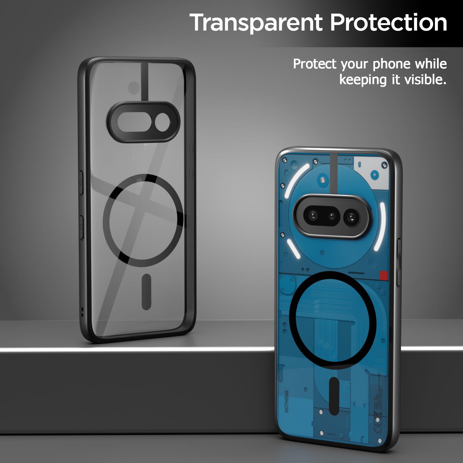 Pikkme Nothing Phone 3a 5G Eagle 2 Mag-Safe Shockproof Hard Transparent Back Cover (Black)