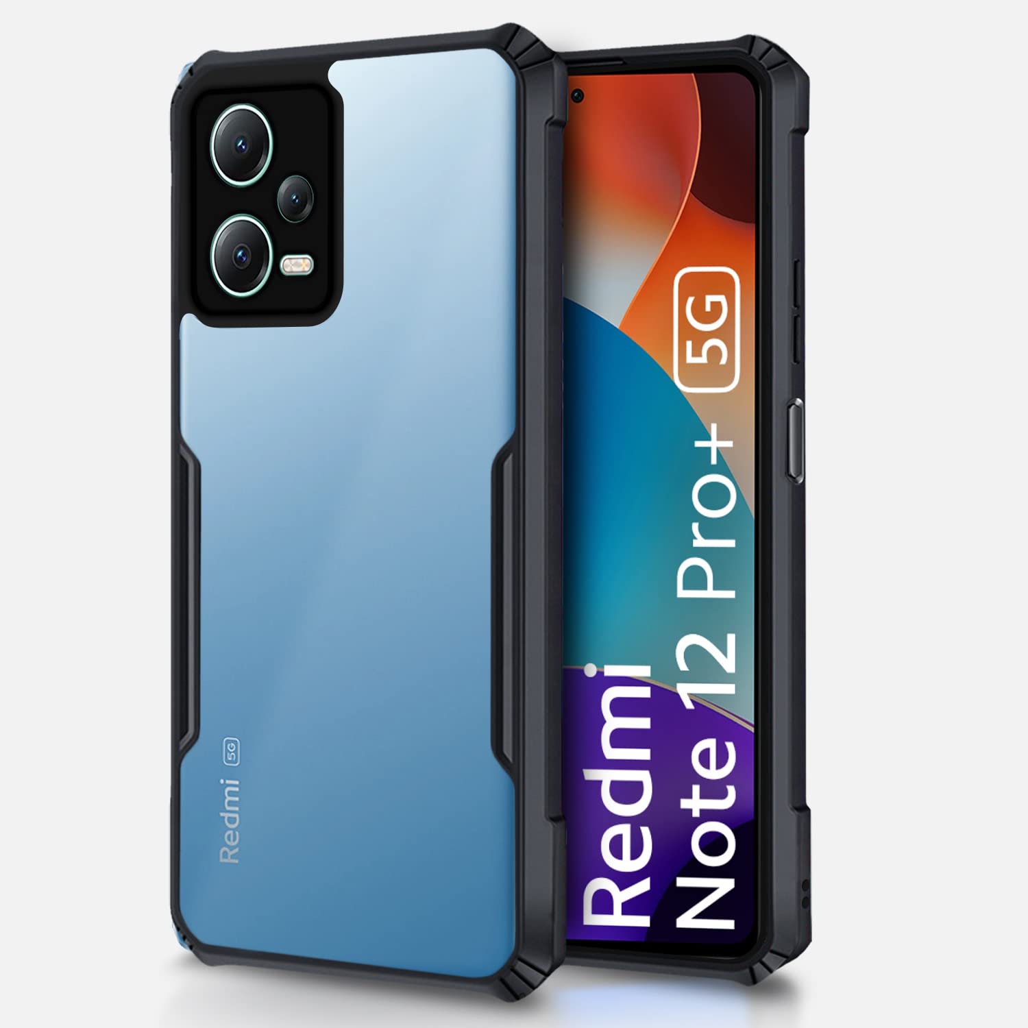 Pikkme black Hybrid mobile cover for Redmi Note 12 Pro Plus 5G