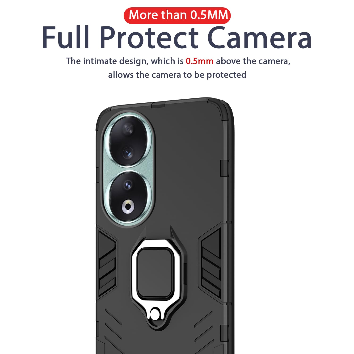 Pikkme Honor 90 5G D5 Tough Armor Back Cover | Black