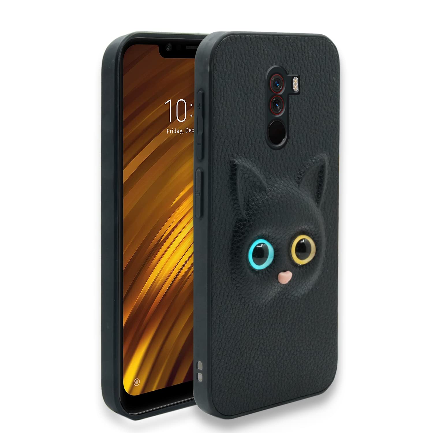 Mi Poco F1 Cat phone cover in black by Pikkme