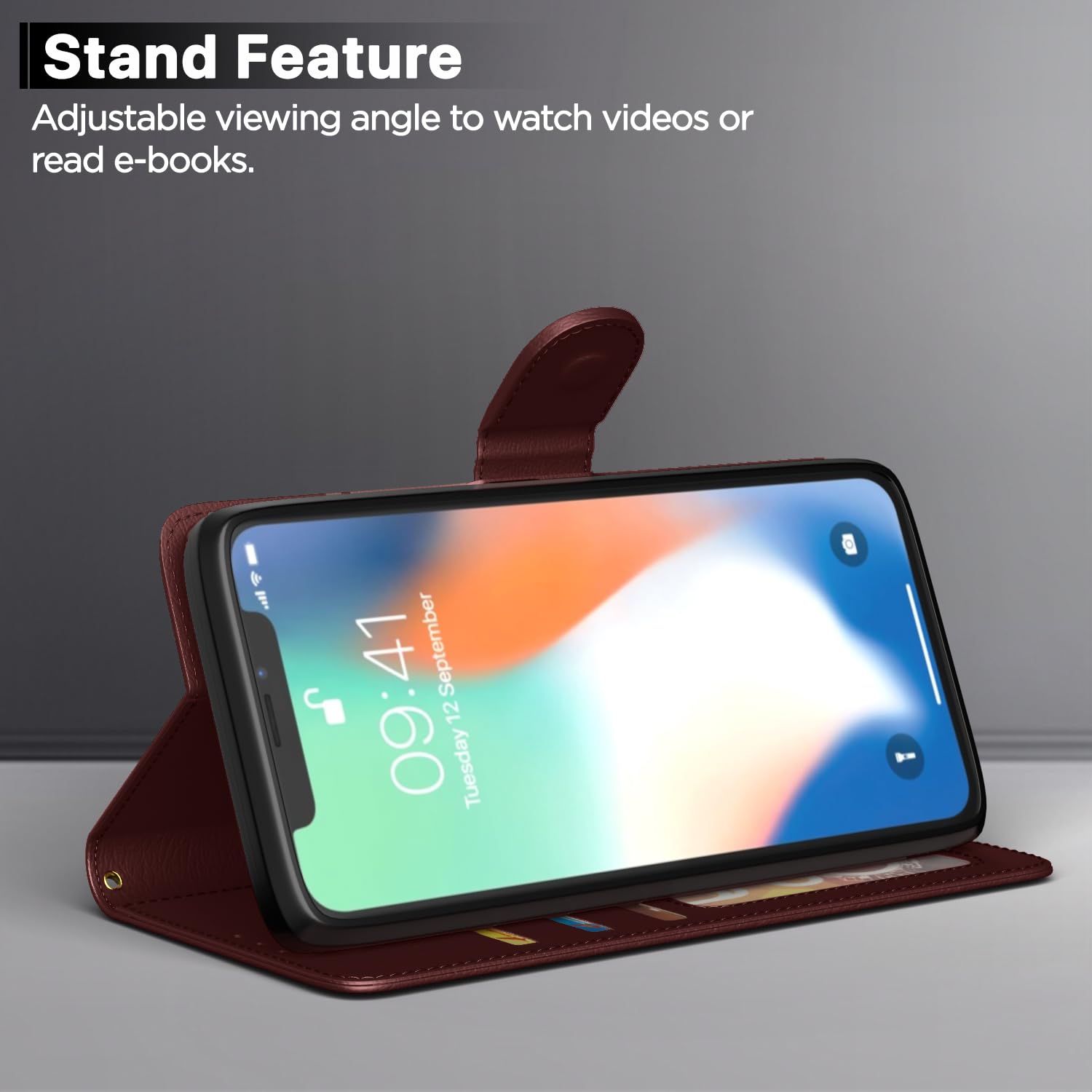 iPhone X/XS Wallet mobile flip cover in brown by Pikkme – photo 3