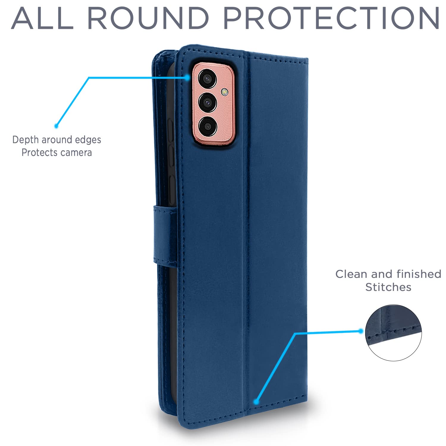 Samsung Galaxy F13 Vintage Flip Cover (Blue)