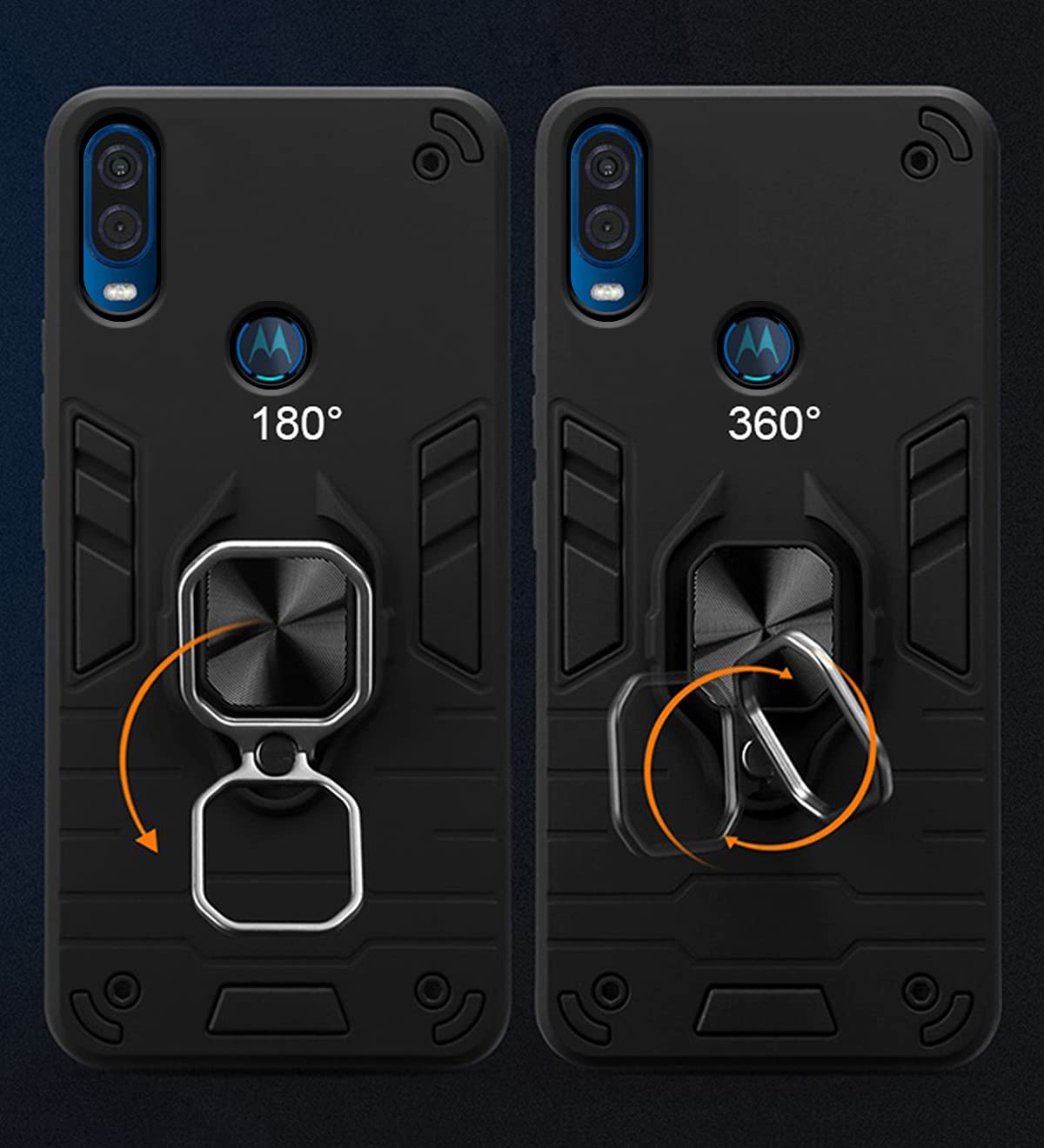 Moto One Vision D5 Tough Armor back cover in black by Pikkme – photo 3