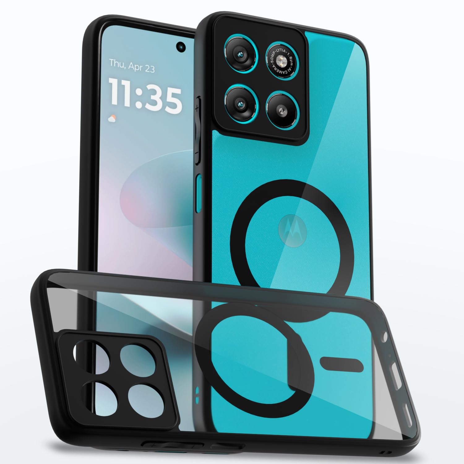 Moto G67 Power/G57 Power 5G MagSafe mobile cover in black mag-safe by Pikkme