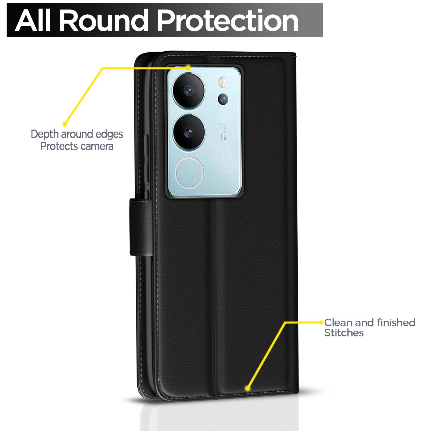 Vivo V29/V29 Pro 5G Wallet wallet flip cover in black by Pikkme – photo 4