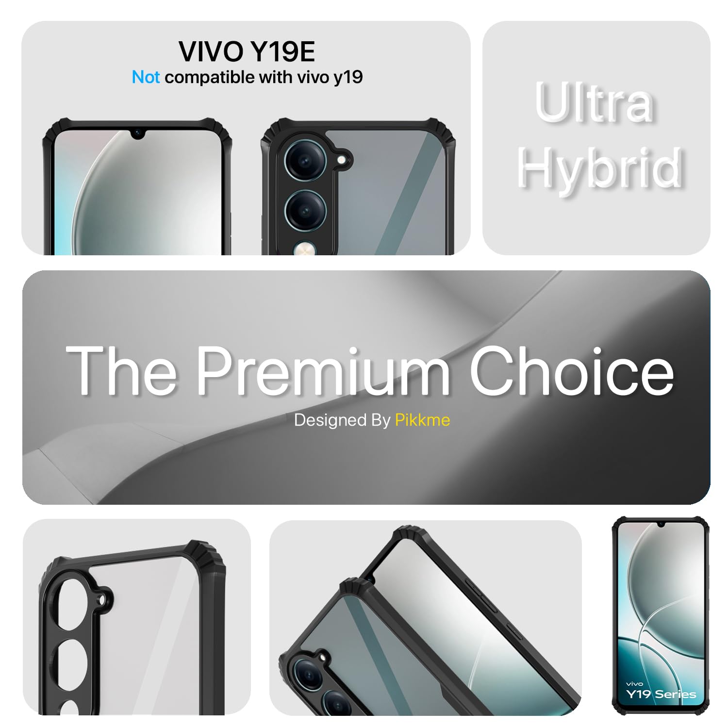 iQOO Z10 Lite 5G/Vivo T4 Lite 5G/Y19 5G/Y19e/Y04 4G/Y29s 5G Ultra Clear back cover in black by Pikkme – photo 2