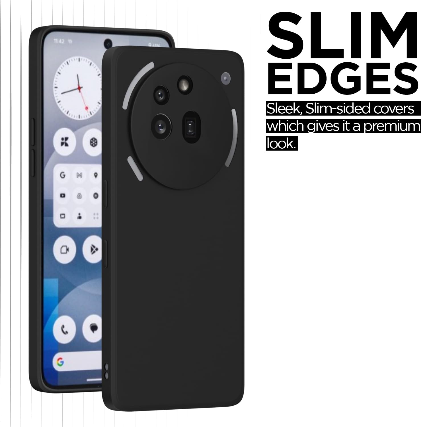 Pikkme Nothing Phone 3A Pro Soft Matte Silicone Shockproof Case (Black)