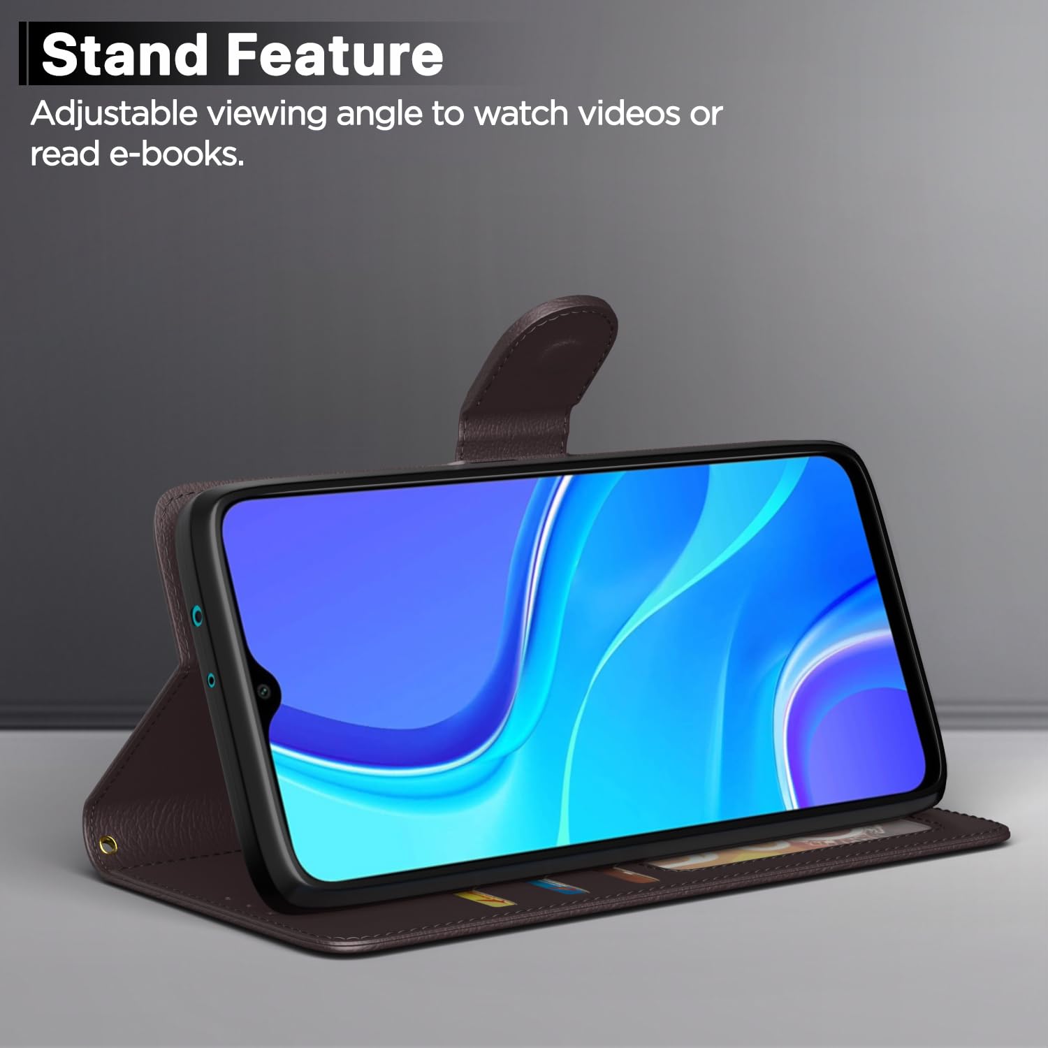 Pikkme Redmi 9 Prime Vintage Flip Cover (Coffee)
