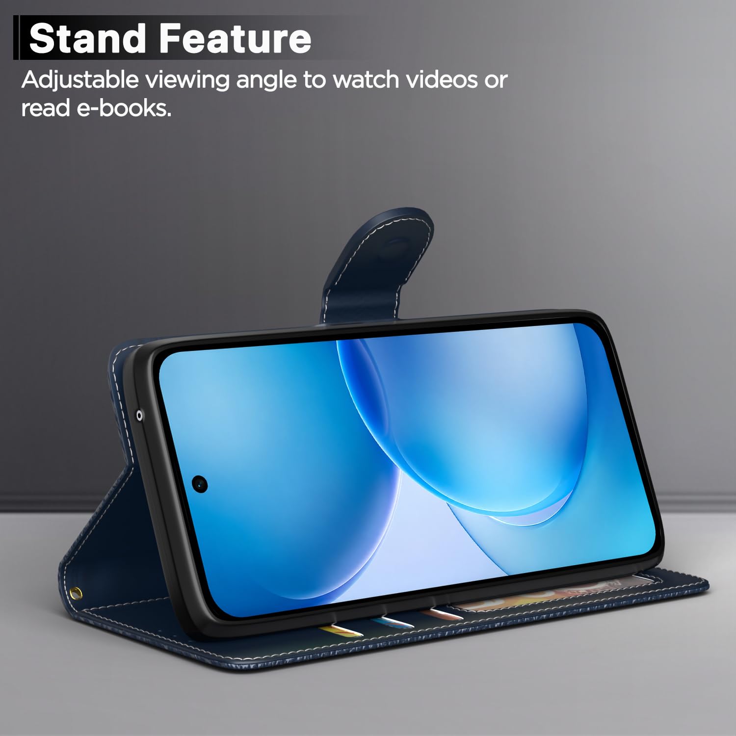 Pikkme blue Wallet mobile flip cover for Oppo Reno 16c 5G – photo 3