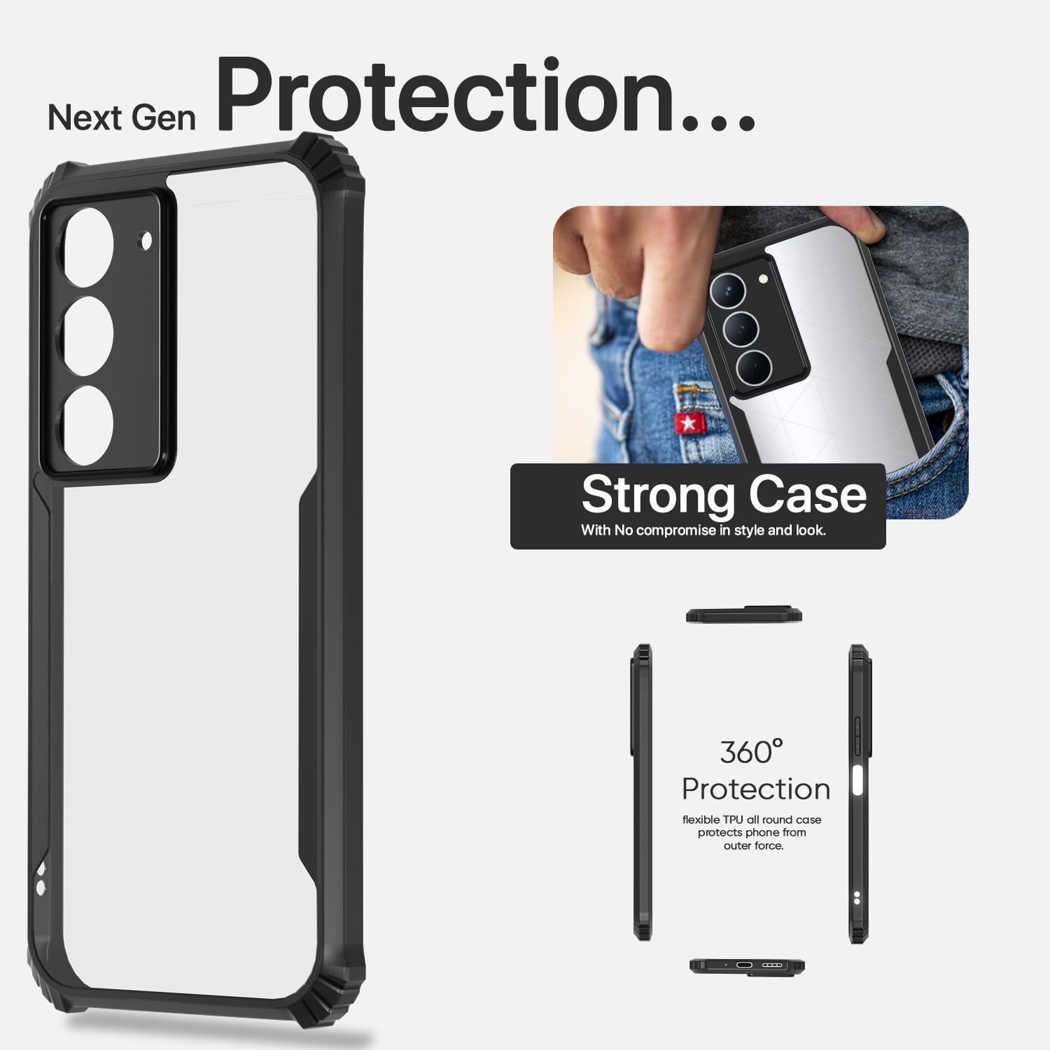 Realme Narzo 80x 5G/P3x 5G/14X 5G Ultra Clear mobile cover in black by Pikkme – photo 7