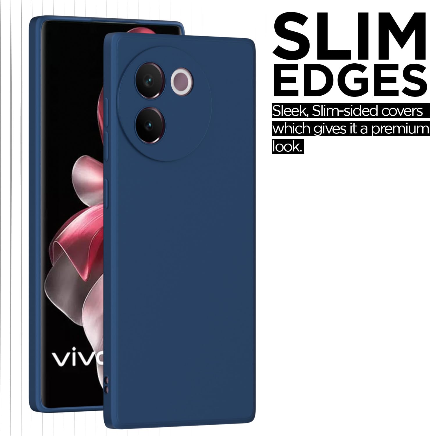 Pikkme Vivo V30e 5G Soft Matte Silicone Shockproof Case | Blue