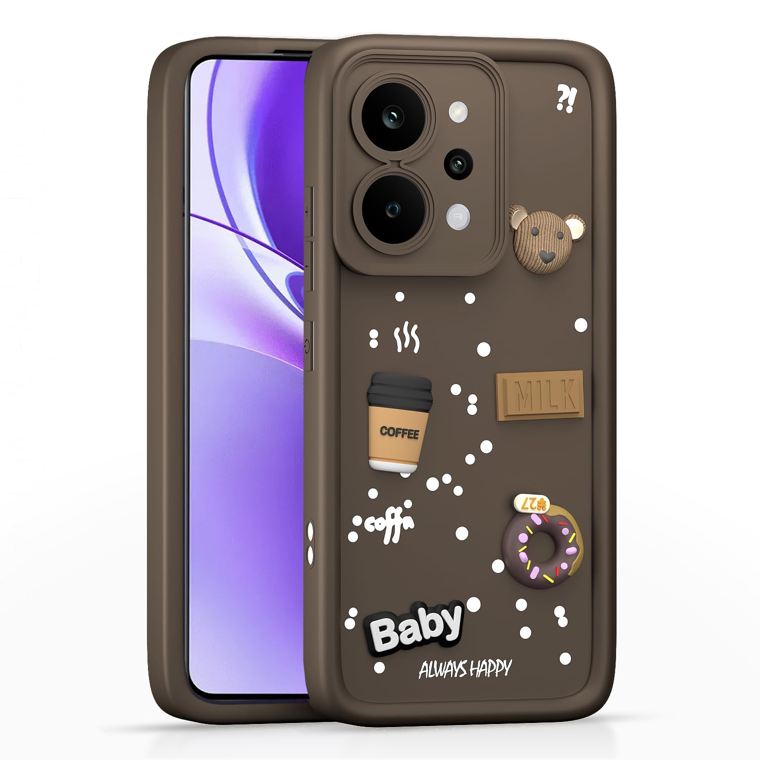 Pikkme brown mobile back cover for Realme P4 Power 5G/3D