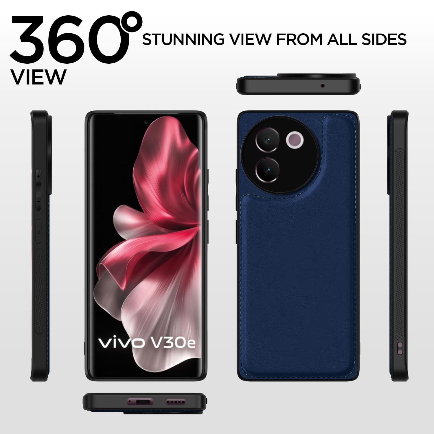 Pikkme Vivo V30e 5G Leatherback Back Case | Blue
