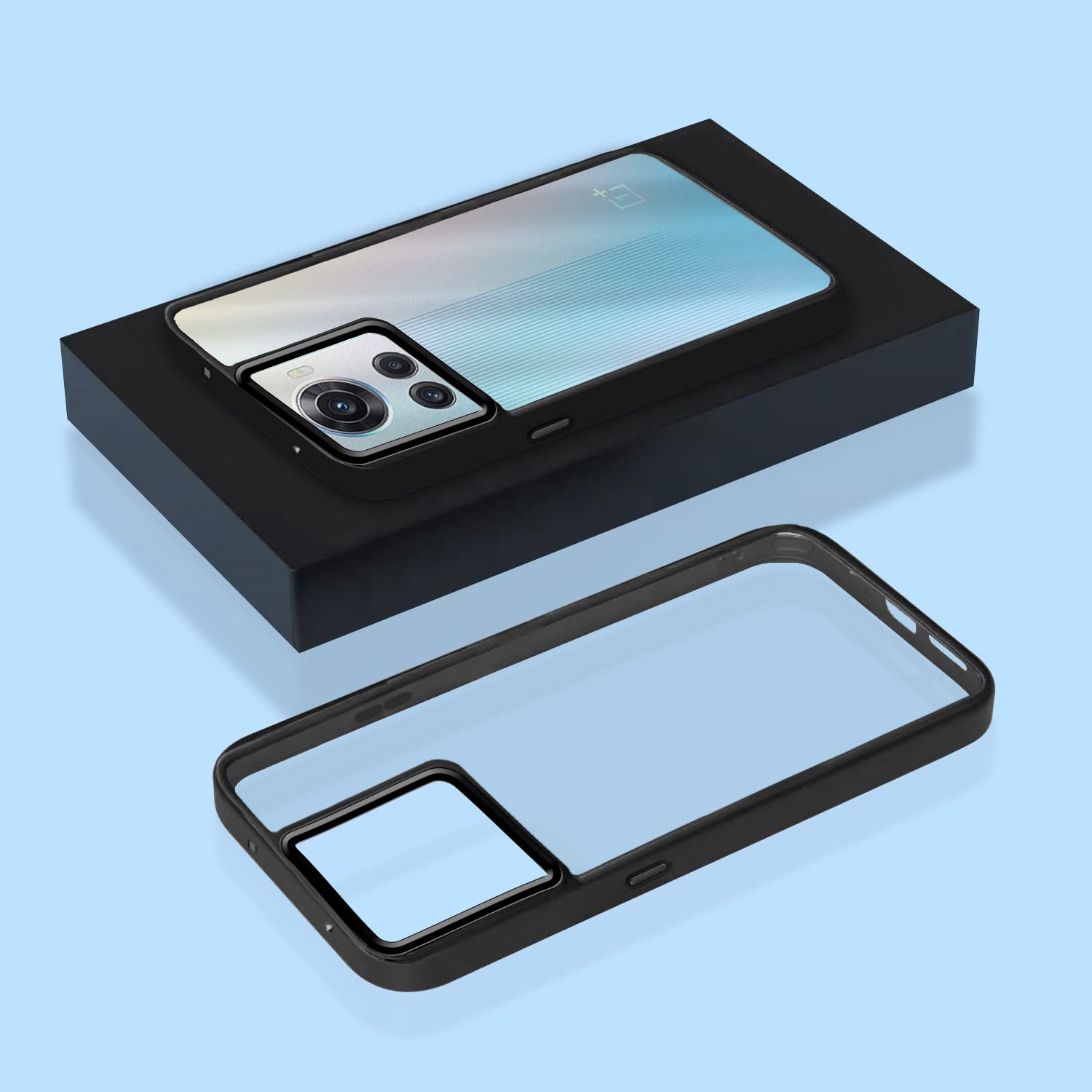 Pikkme Oneplus 10 Pro 5G Chrome Metal Ring Back Cover (Black)