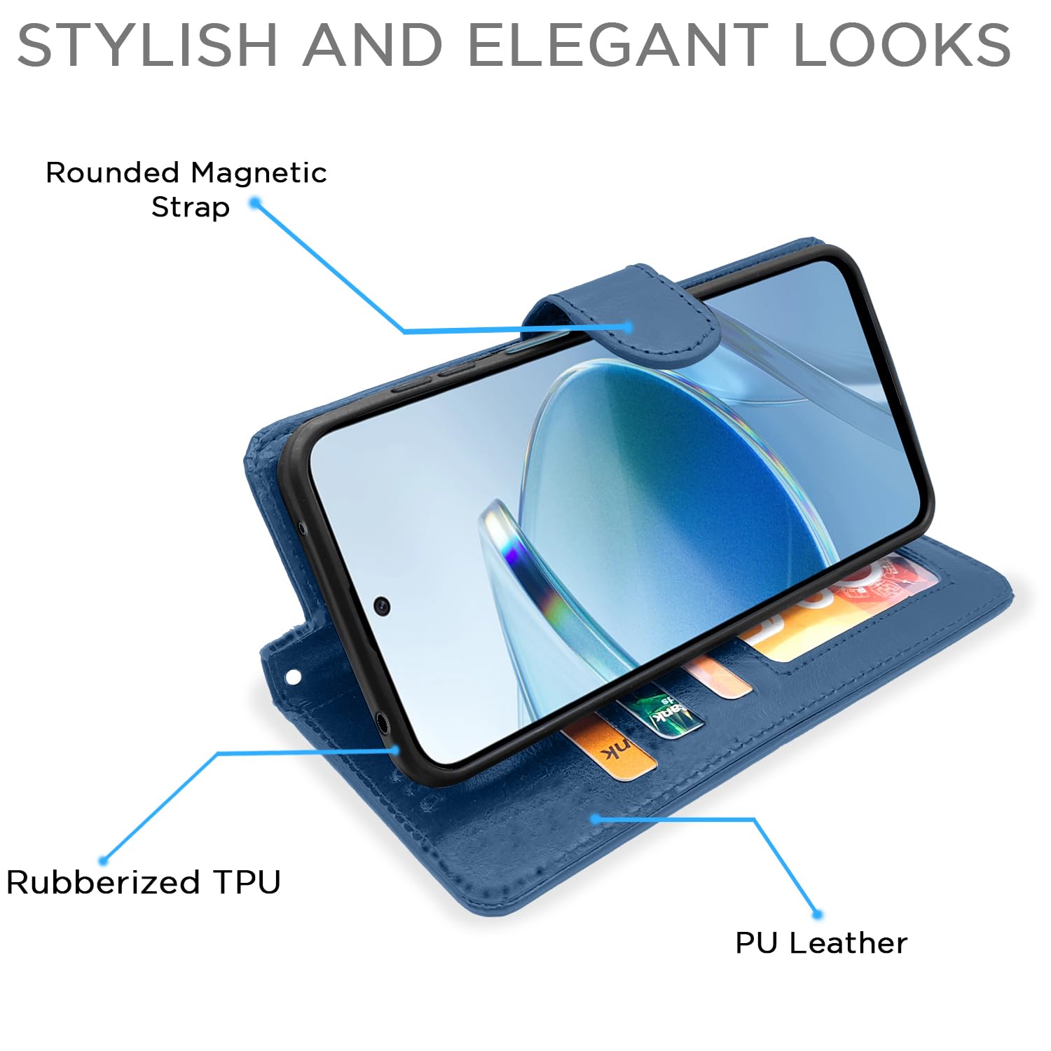 Pikkme Redmi 12 4G blue mobile flip cover – photo 3