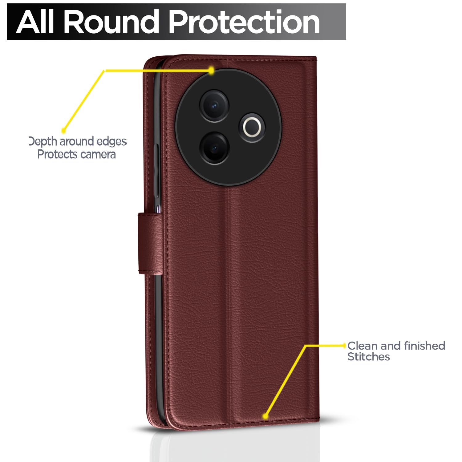 Pikkme Vivo Y39 5G Vintage Flip Cover (Brown)