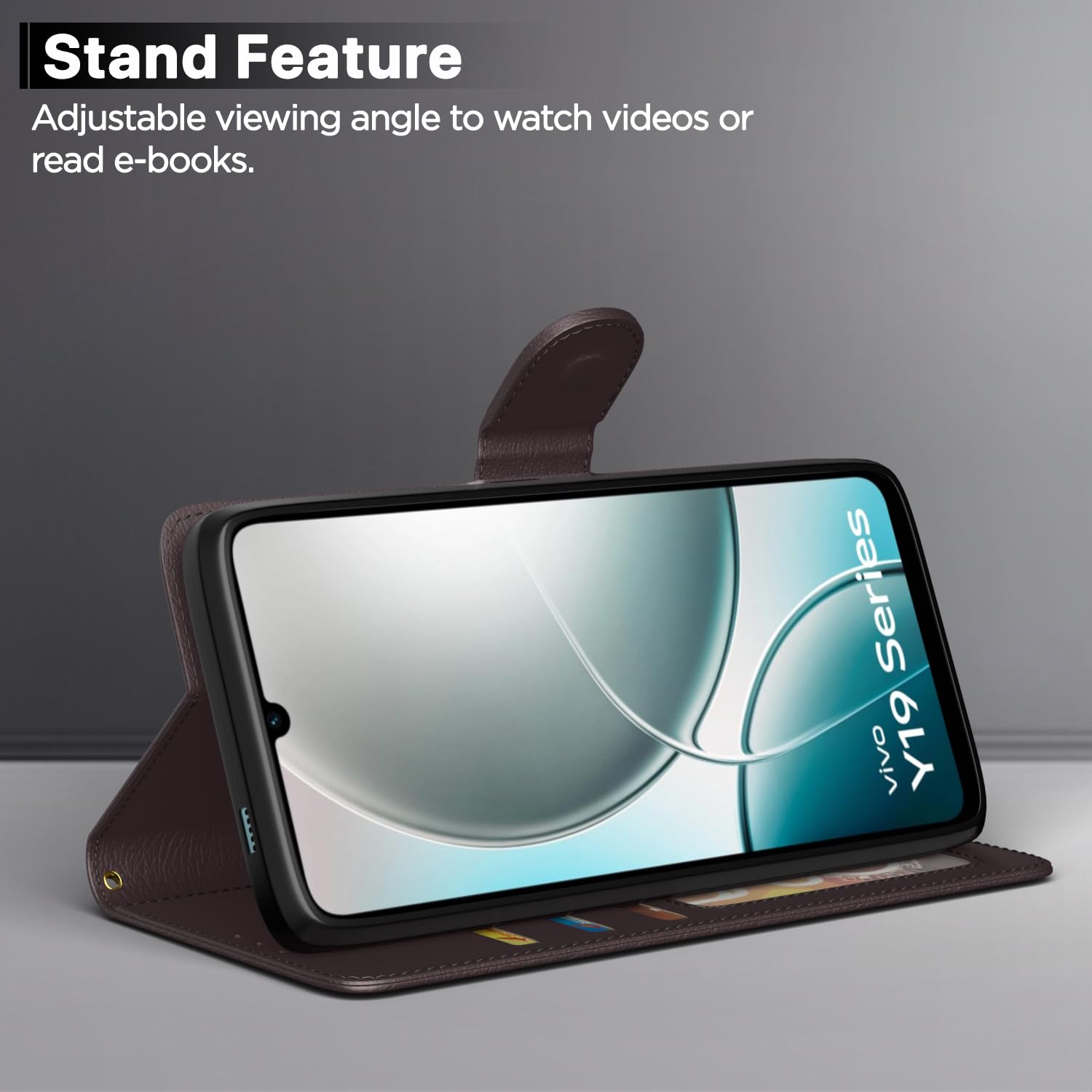 Pikkme Vivo Y19e / Y04 4G / Y29s 5G Vintage Flip Cover (Coffee)